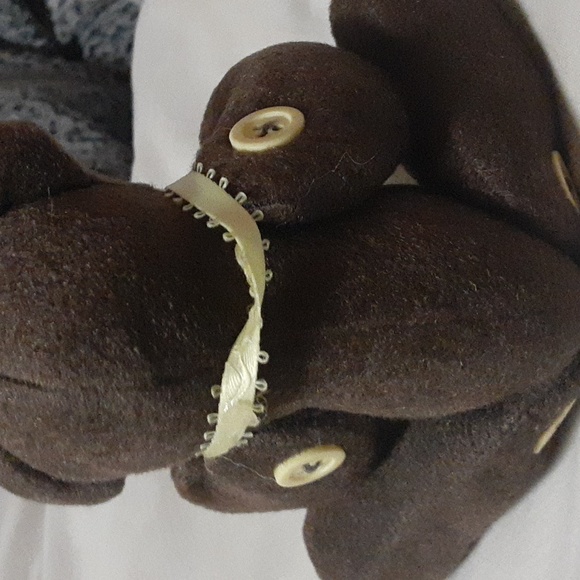 Moleskin style button teddy bear small with yellow ribbon - Picture 3 of 4